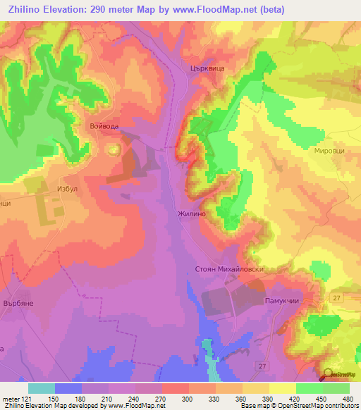 Zhilino,Bulgaria Elevation Map