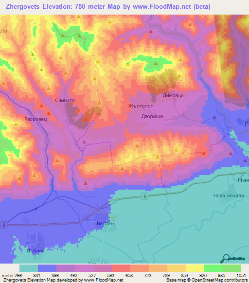 Zhergovets,Bulgaria Elevation Map