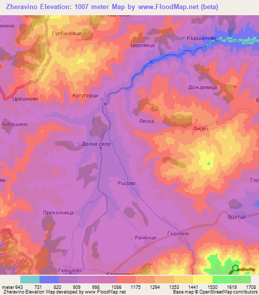 Zheravino,Bulgaria Elevation Map