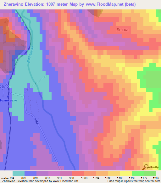 Zheravino,Bulgaria Elevation Map