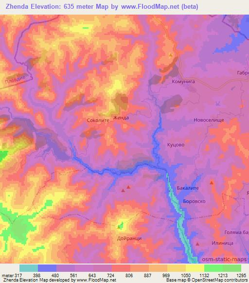 Zhenda,Bulgaria Elevation Map