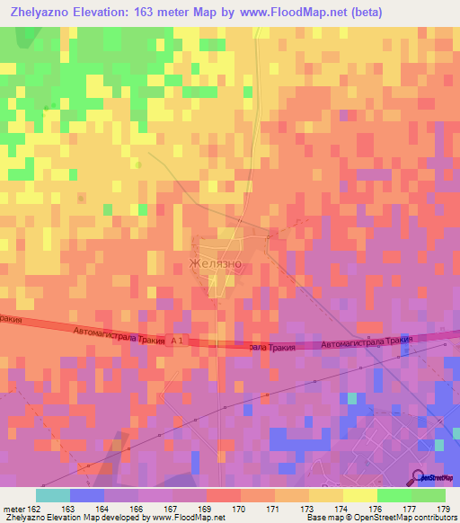 Zhelyazno,Bulgaria Elevation Map