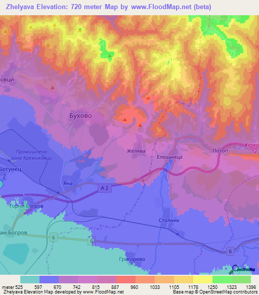 Zhelyava,Bulgaria Elevation Map