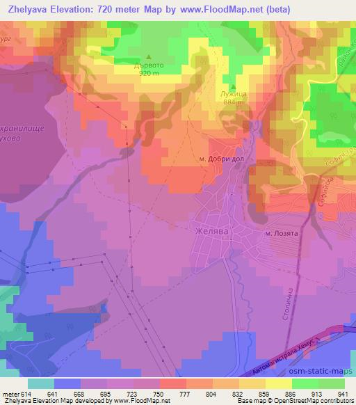 Zhelyava,Bulgaria Elevation Map