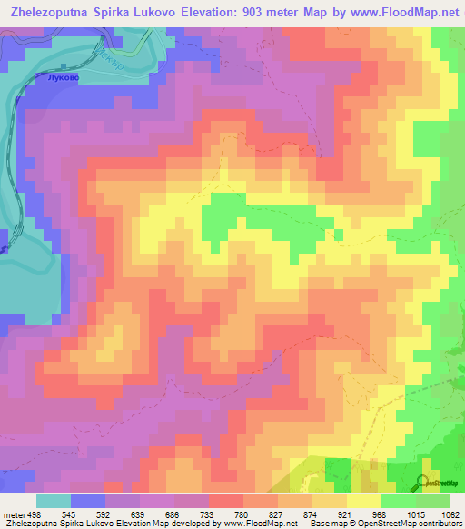 Zhelezoputna Spirka Lukovo,Bulgaria Elevation Map