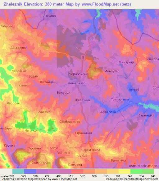 Zheleznik,Bulgaria Elevation Map