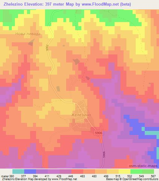 Zhelezino,Bulgaria Elevation Map