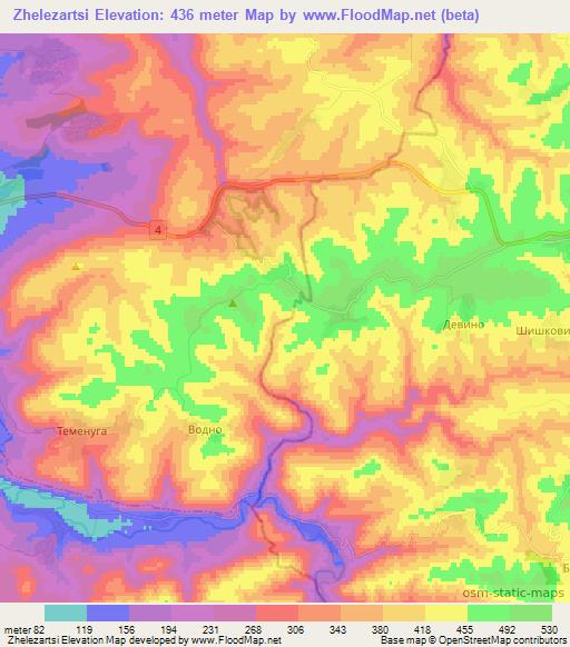 Zhelezartsi,Bulgaria Elevation Map