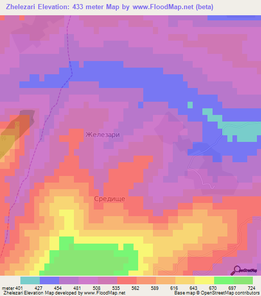 Zhelezari,Bulgaria Elevation Map