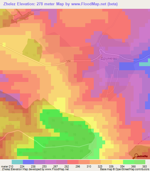 Zhelez,Bulgaria Elevation Map