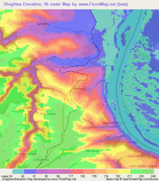Zheglitsa,Bulgaria Elevation Map