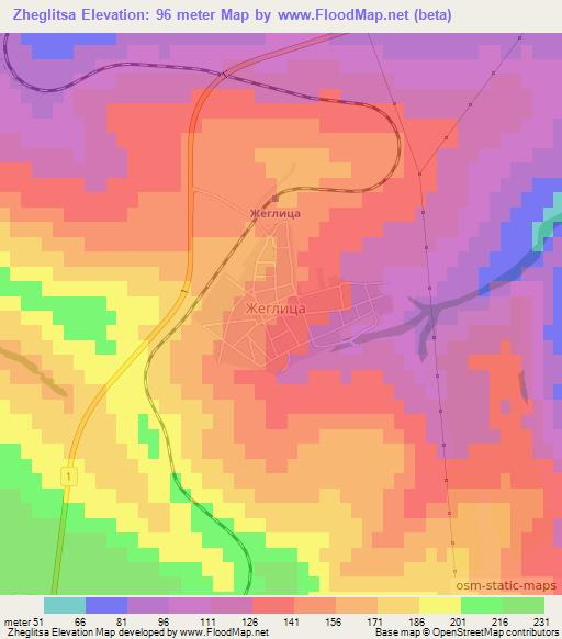 Zheglitsa,Bulgaria Elevation Map