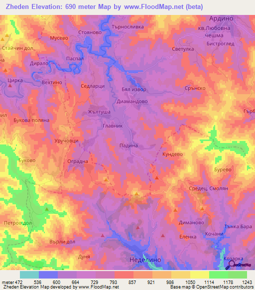 Zheden,Bulgaria Elevation Map