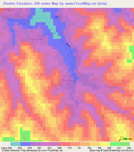 Zheden,Bulgaria Elevation Map