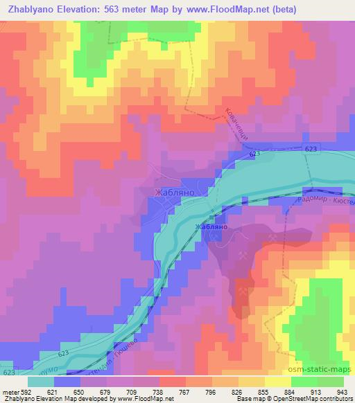 Zhablyano,Bulgaria Elevation Map