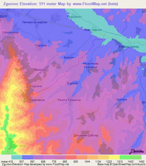 Zgurovo,Bulgaria Elevation Map
