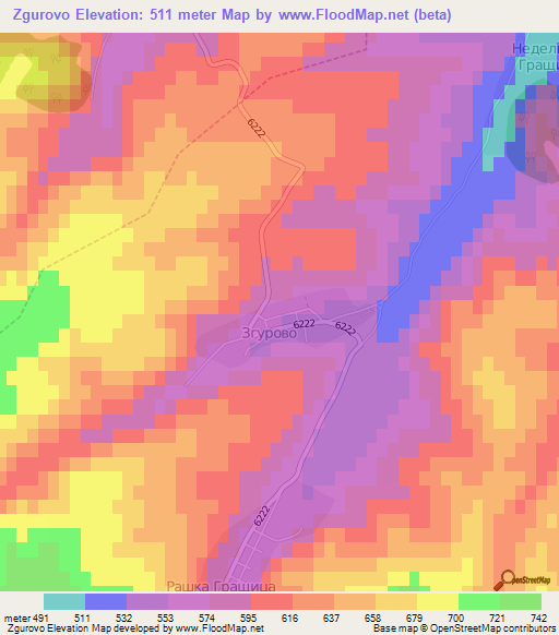 Zgurovo,Bulgaria Elevation Map