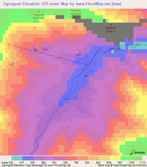 Zgorigrad,Bulgaria Elevation Map