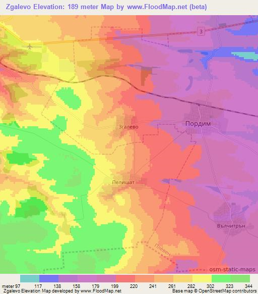 Zgalevo,Bulgaria Elevation Map