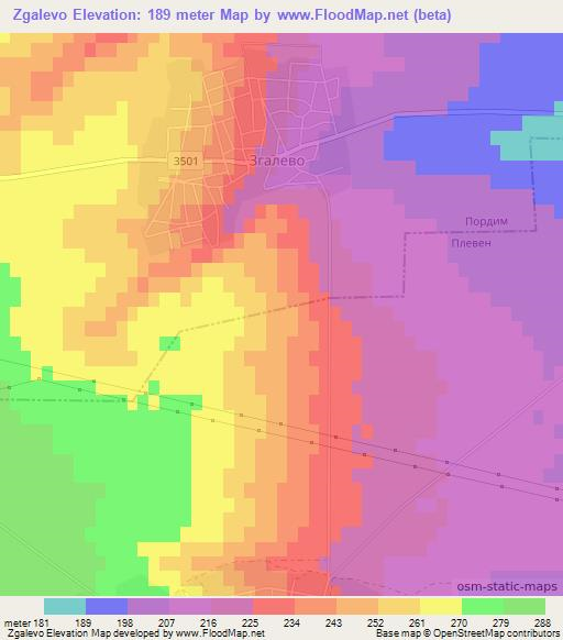 Zgalevo,Bulgaria Elevation Map
