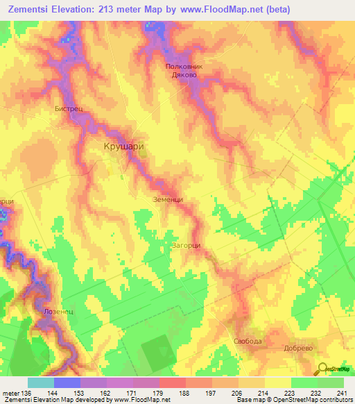 Zementsi,Bulgaria Elevation Map