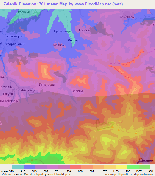 Zelenik,Bulgaria Elevation Map