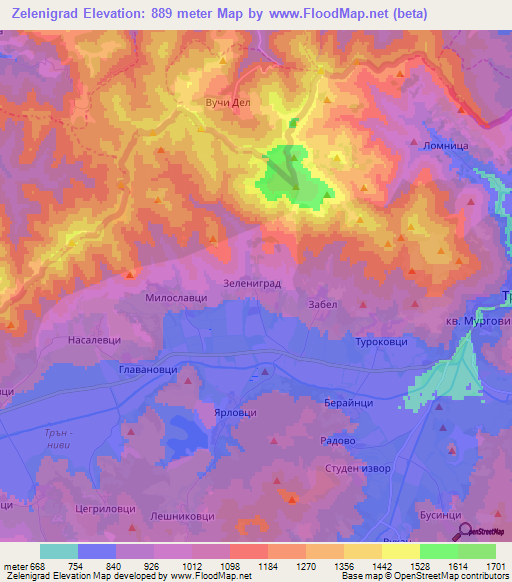 Zelenigrad,Bulgaria Elevation Map
