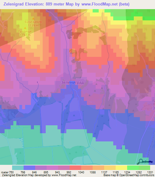 Zelenigrad,Bulgaria Elevation Map