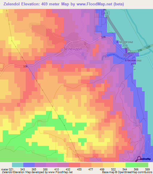 Zelendol,Bulgaria Elevation Map