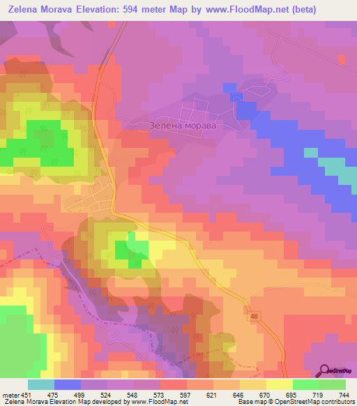 Zelena Morava,Bulgaria Elevation Map