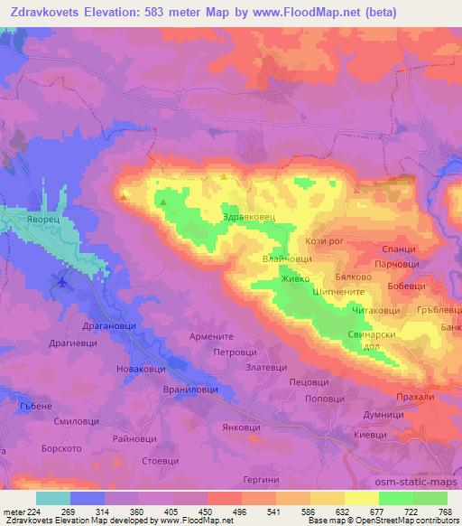 Zdravkovets,Bulgaria Elevation Map