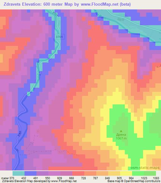 Zdravets,Bulgaria Elevation Map