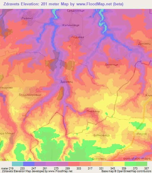 Zdravets,Bulgaria Elevation Map