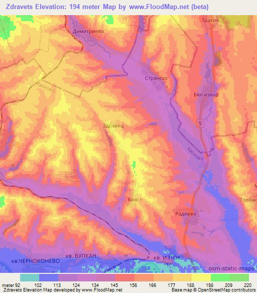 Zdravets,Bulgaria Elevation Map