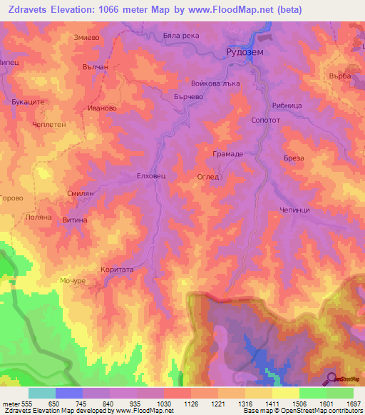 Zdravets,Bulgaria Elevation Map