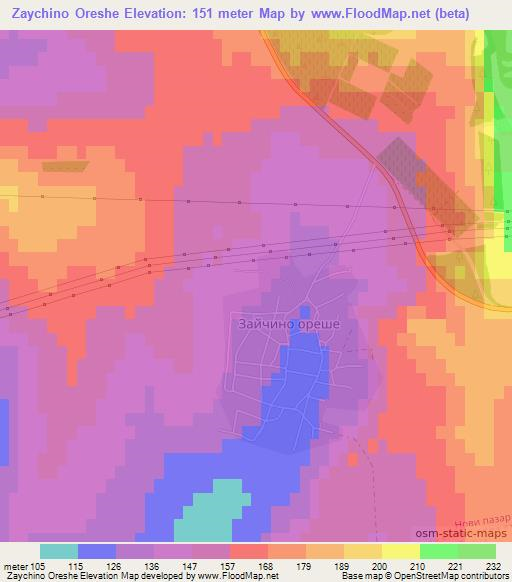Zaychino Oreshe,Bulgaria Elevation Map
