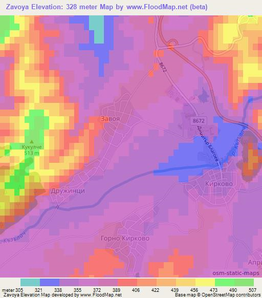 Zavoya,Bulgaria Elevation Map