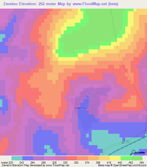Zavetno,Bulgaria Elevation Map