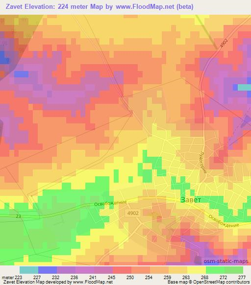 Zavet,Bulgaria Elevation Map
