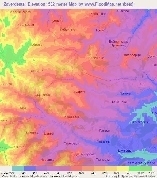 Zaverdentsi,Bulgaria Elevation Map
