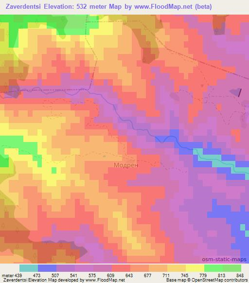 Zaverdentsi,Bulgaria Elevation Map