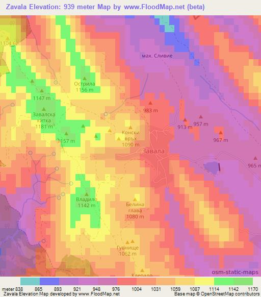Zavala,Bulgaria Elevation Map
