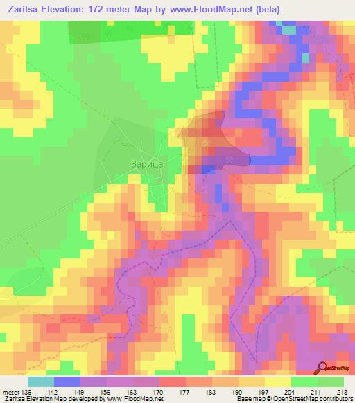 Zaritsa,Bulgaria Elevation Map