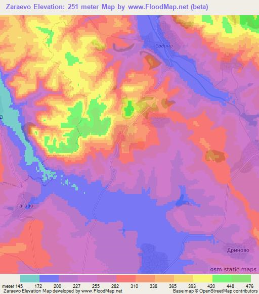 Zaraevo,Bulgaria Elevation Map