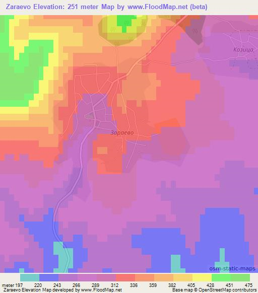 Zaraevo,Bulgaria Elevation Map