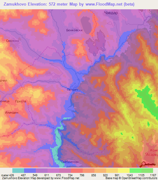 Zamukhovo,Bulgaria Elevation Map