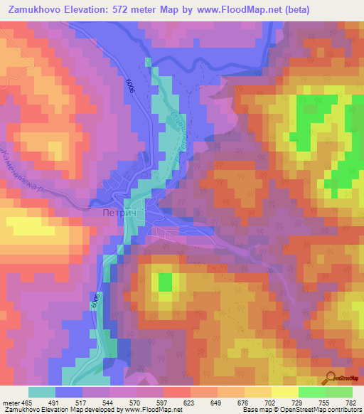 Zamukhovo,Bulgaria Elevation Map