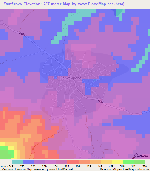 Zamfirovo,Bulgaria Elevation Map