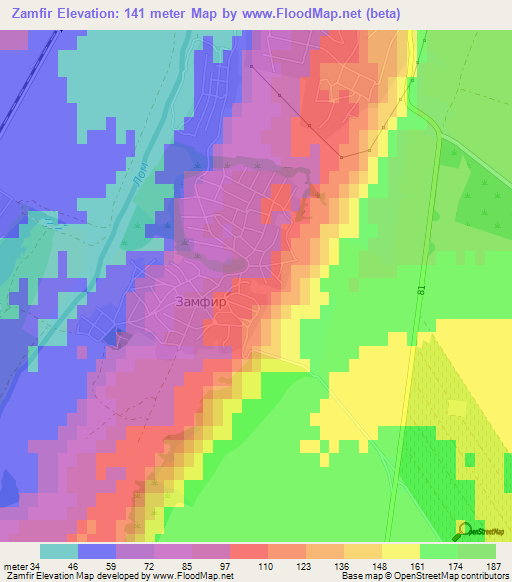 Zamfir,Bulgaria Elevation Map