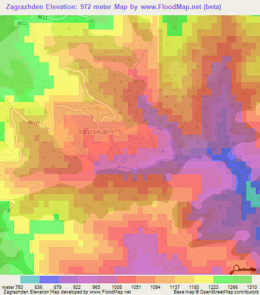 Zagrazhden,Bulgaria Elevation Map